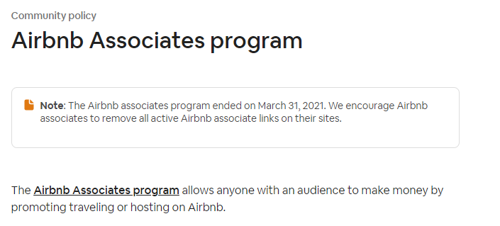 Airbnb have their own affiliate program