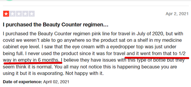 beautycounter products complaints