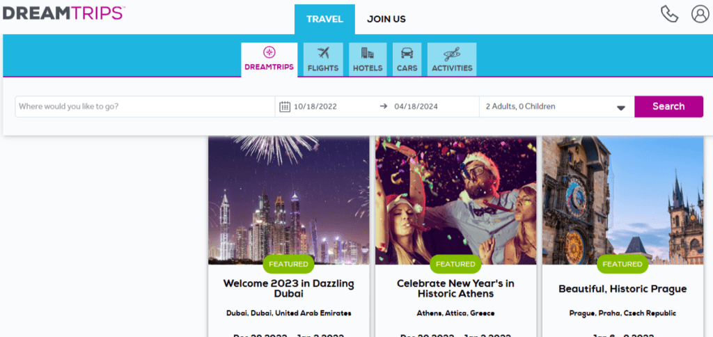 The Dreamtrips International private travel booking engine has lots of complaints