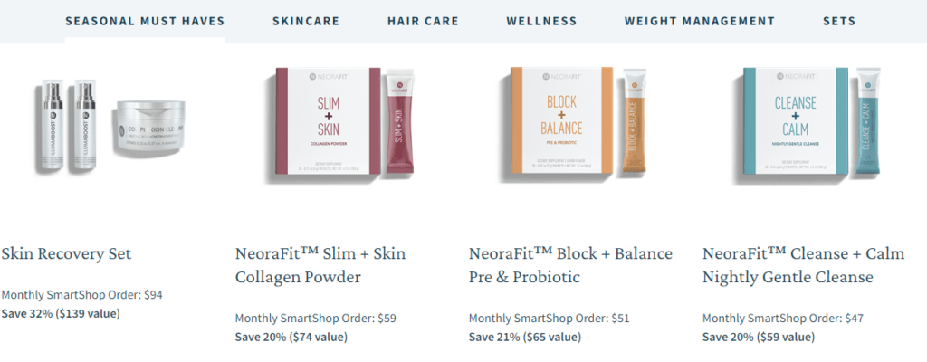 The neora mlm product range