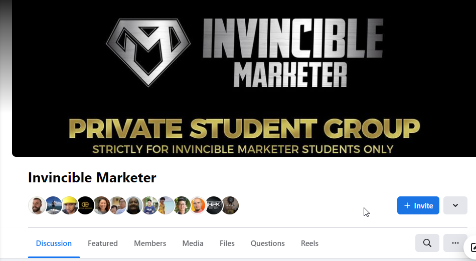 The Invincible Marketer Private FaceBook group