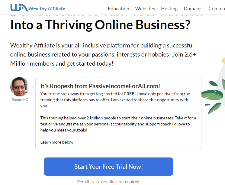 This is the main link to the Wealthy Affiliate website