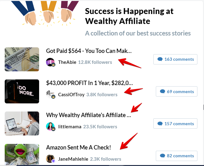 Wealthy Affiliate success stories