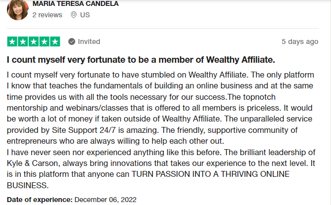 Wealthy Affiliate University top reviews