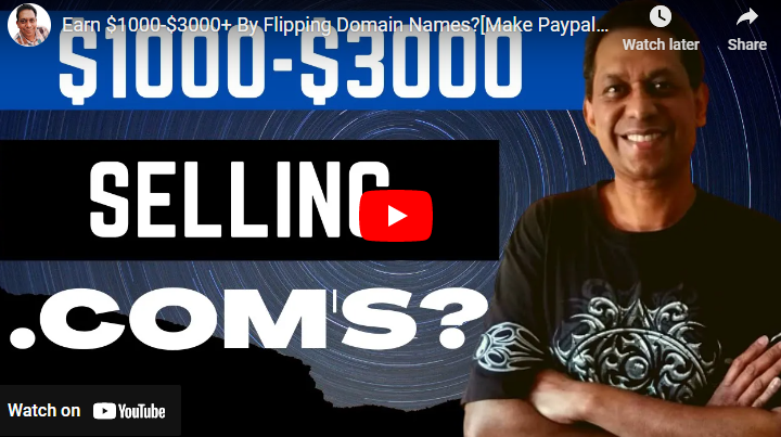 This is a Youtube video that will show you how to make money from selling domain names