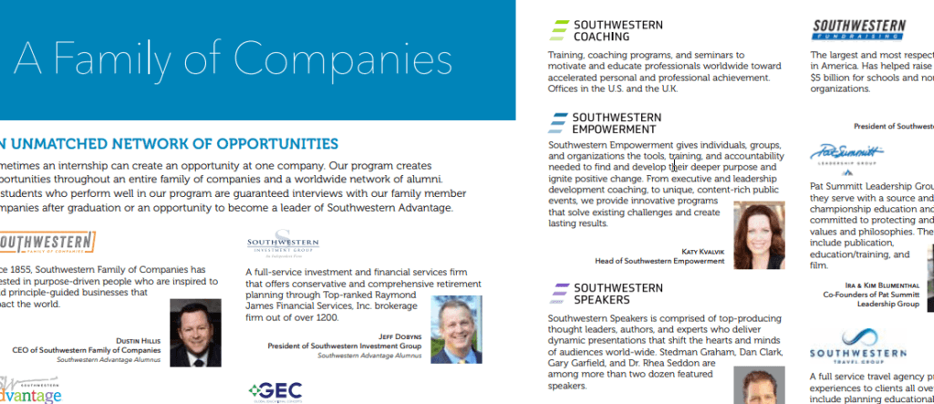 Southwestern advantage review the family of companies that you can join when you join the Southwestern Advantage group