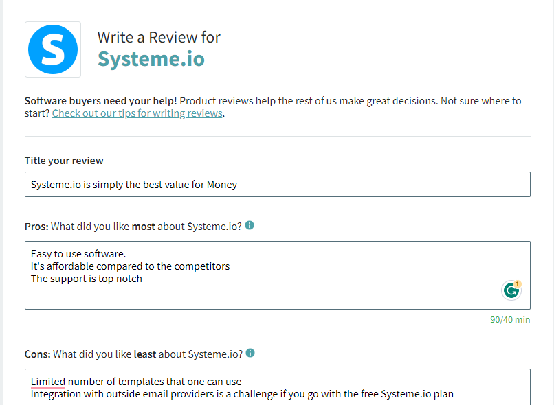 Capterra review. Is Capterra legit. This is me completing a review of systeme.io on the Capterra website 