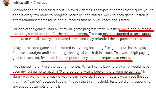 Is Testerup a scam reddit user complains of his experience of paying games on the testerup app