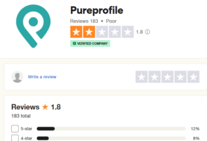 Pureprofile review. the truspilot site shows that Pureprofile scored a very low user rating