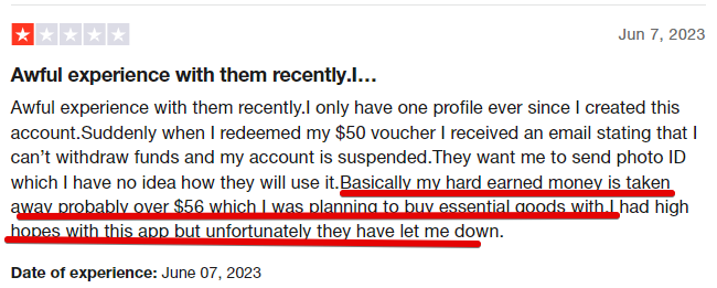 Pureprofile review this is a screenshot of an unhappy customer who was depending on the money from Pureprofile but was rejected the amount