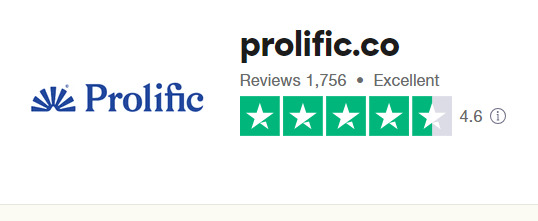 Prolific review how much they scored on trustpilot.com