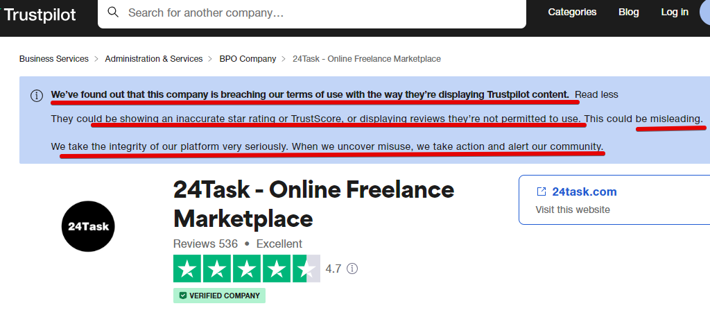 24task review  trustpilot issues a warning against 24task