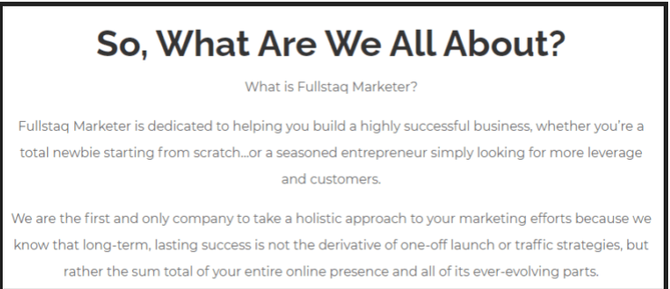 Fullstaq marketer review why fullstaq marketer is a not a scam is because they do not have any get rich quick claims