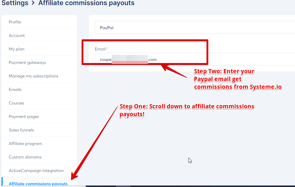 Systeme.io review how to create a paypal account within Systeme.io