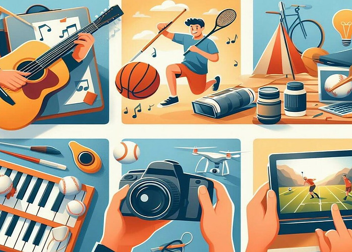 This image shows the better alternatives there are to gambling such as photography, playing a musical instrument and sport