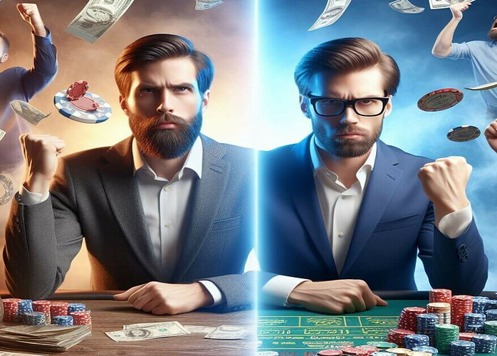 This is an image of a professional gambler vs  casual gambler