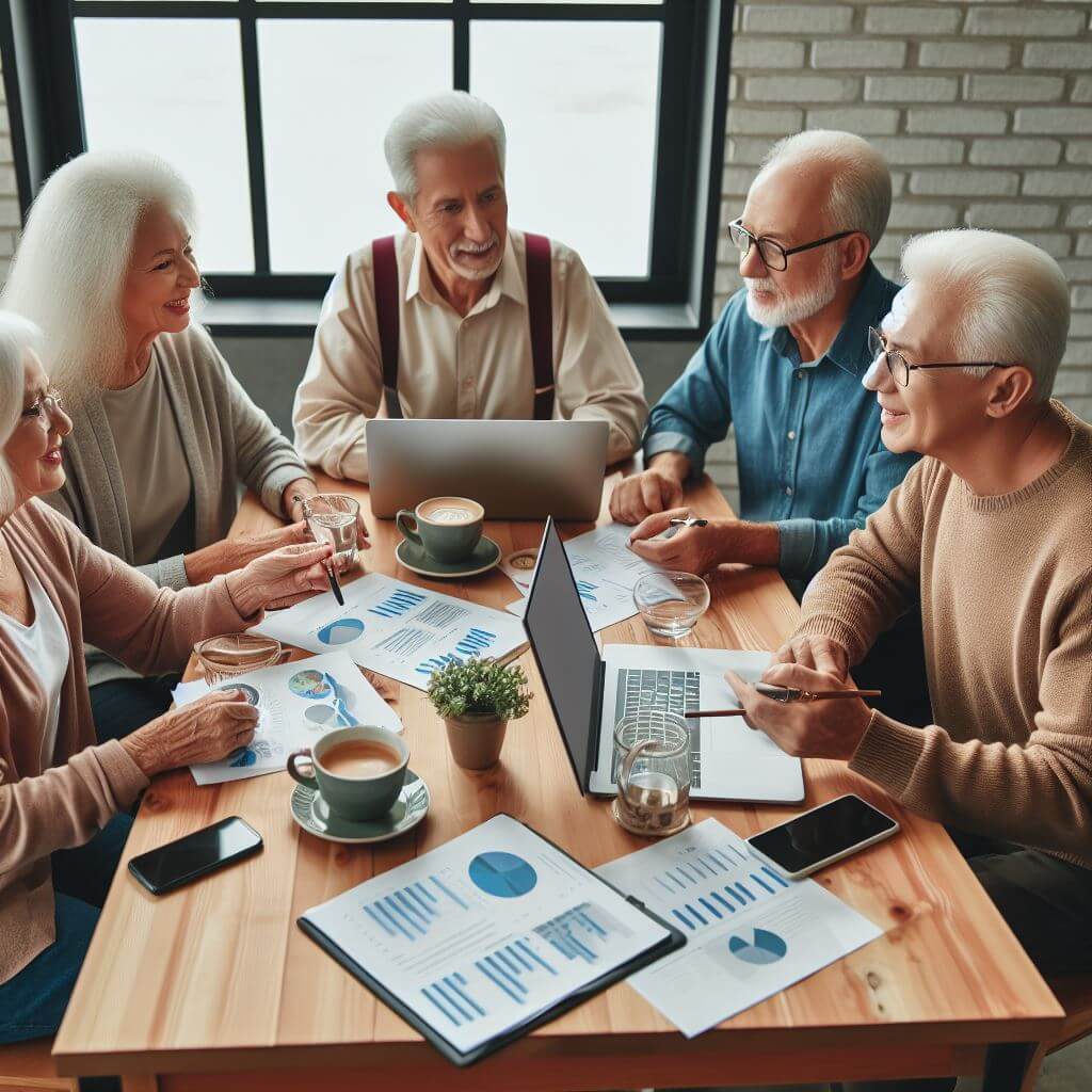 This image shows retirees starting their own online business to supplement their retirement income