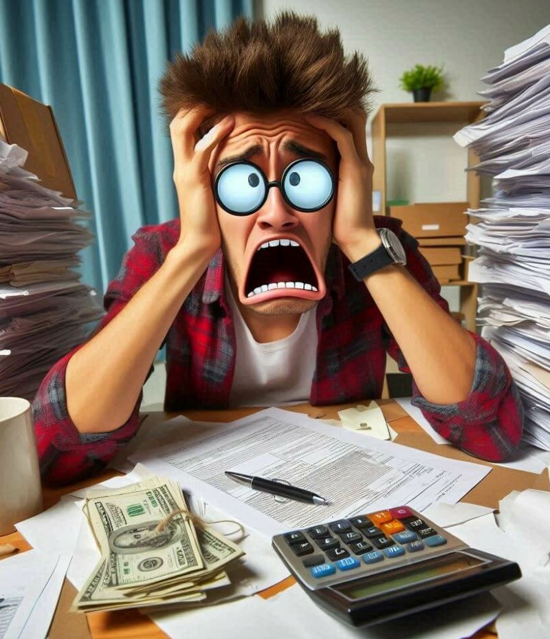 College student is frustrated of having to do taxes