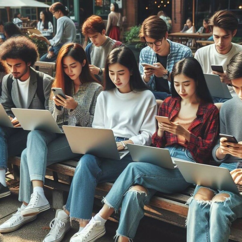 This image shows students and the gig economy