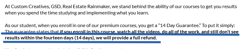 This is a screenshot of Cody And Rahuls refund policy of their course