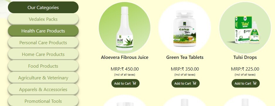 Vedalex Review these are the various Vedalex MLM products