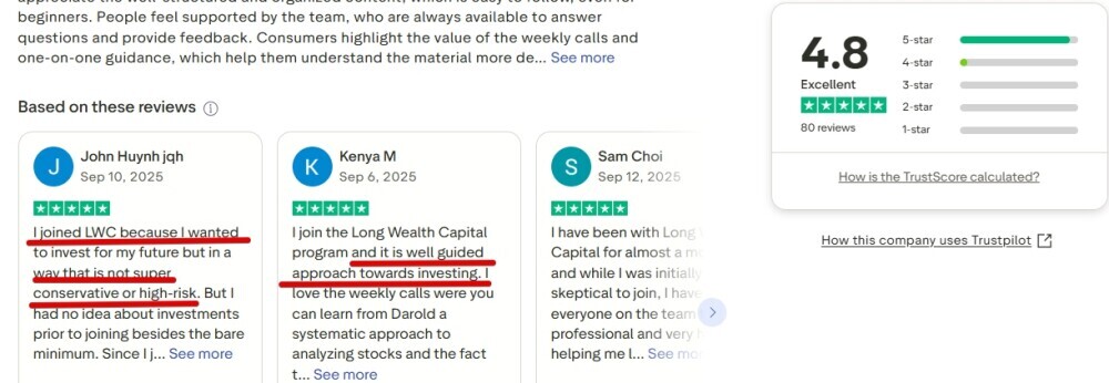 These are the long wealth capital testimonials from Trustpilot